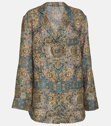 Printed linen pyjama shirt in multicoloured - Loro Piana