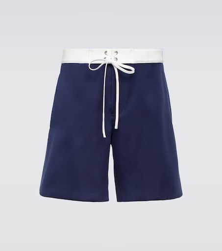 【関税&送料込】Miu Miu Embroidered Silk Shorts Miu Miu Logo-Print Technical Silk Shorts - Bergdorf Goodman