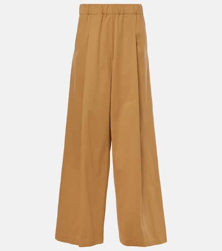 【送料&関税込】Dries Van Noten Brown Wide Trousers With Mic DRIES VAN NOTEN Twill wide-leg pants | NET-A-PORTER