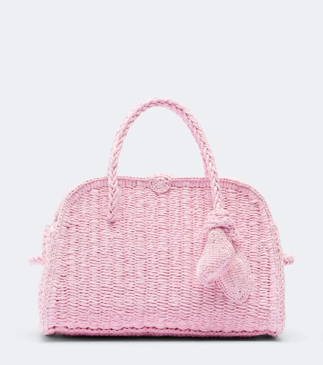 Turismo Small raffia-effect bowling bag in pink - Jacquemus