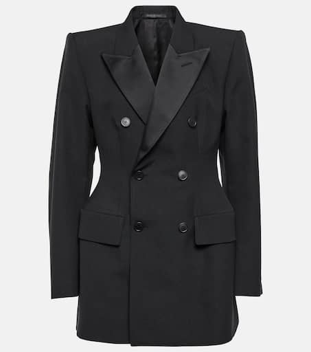 Balenciaga Hourglass Doublebreasted Wooltwill Coat in Black  Lyst UK