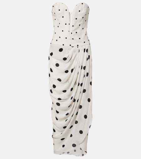 Draped polka-dot bustier dress in white - Adriana Degreas | Mytheresa Draped polka-dot bustier dress in white - Adriana Degreas | Mytheresa