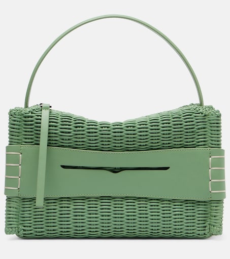 Loafer woven leather top-handle bag in green - JW Anderson | Mytheresa