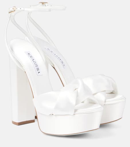 Bridal Olie 140 satin platform sandals in white - Aquazzura | Mytheresa