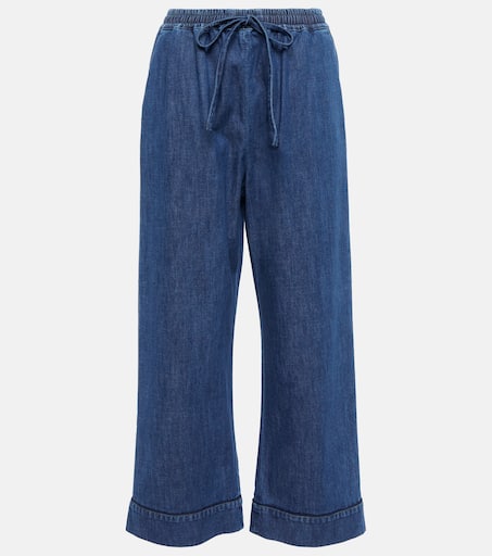 パンツ VALENTINO Woman Pants Blue 6B3RB6651CF D51 Drawstring wide-leg denim pants in blue - Valentino | Mytheresa