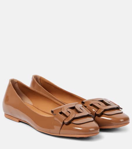 【TOD'S】LEATHER BALLERINAS Bubble leather ballet flats in black - Tods | Mytheresa