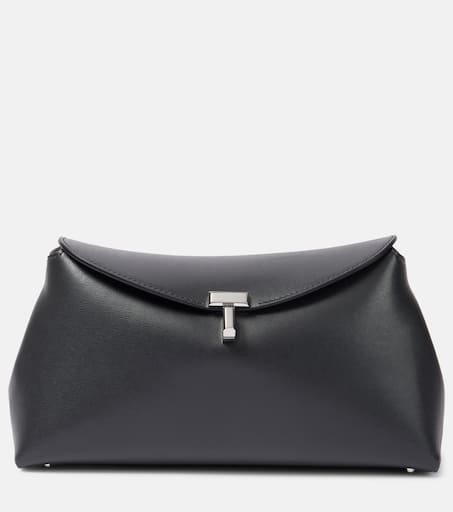 T-Lock Small leather clutch in grey - Toteme | Mytheresa