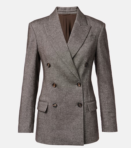 アウターその他 BRUNELLO CUCINELLI Double-breasted hemplinen blazer Marrone Double-breasted hemp and linen blazer BRUNELLO CUCINELLI