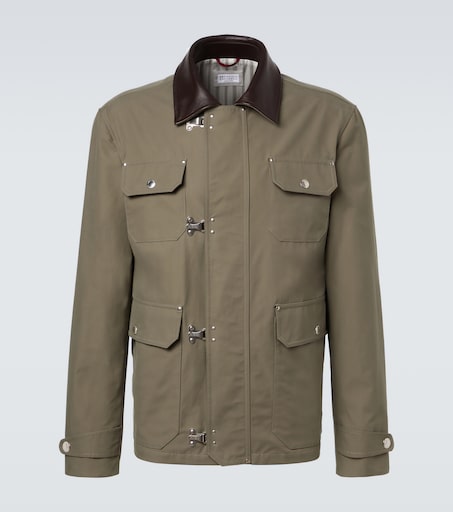 Cotton-blend gabardine field jacket in green - Brunello Cucinelli