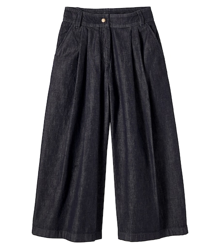 Pleated wide-leg jeans in blue - Moncler Enfant | Mytheresa