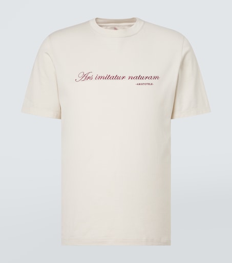 Printed cotton jersey T-shirt in white - Brunello Cucinelli