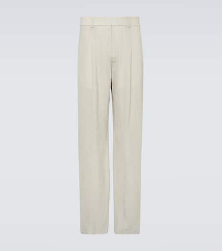パンツ BOTTEGA VENETA Melange beige viscosa blend pant BOTTEGA VENETA Belted pleated cotton-blend straight-leg