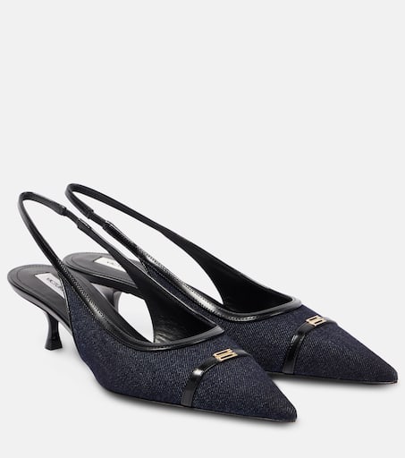 Denim slingback pumps in blue - Victoria Beckham | Mytheresa