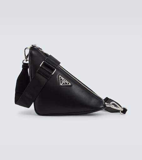 Triangle leather shoulder bag in black - Prada | Mytheresa