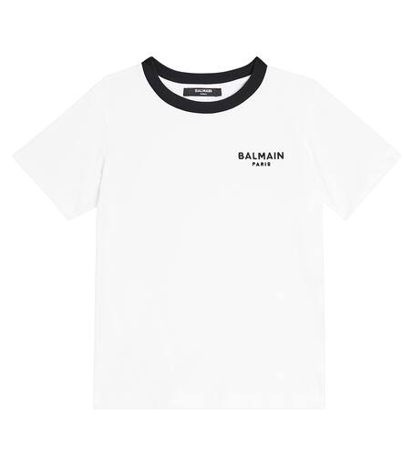 Logo cotton jersey T-shirt in white - Balmain Kids | Mytheresa