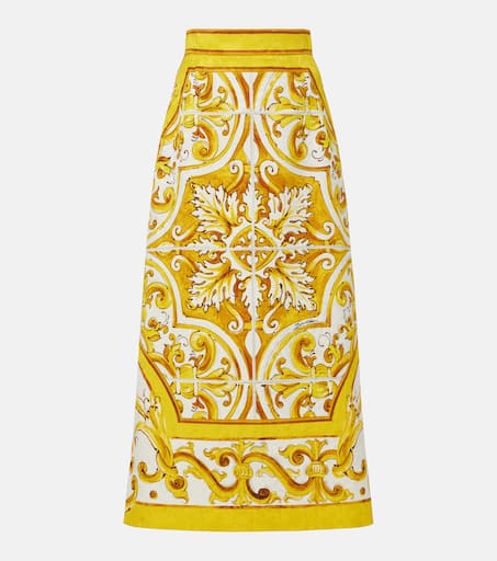 Majolica brocade midi skirt in yellow - Dolce Gabbana