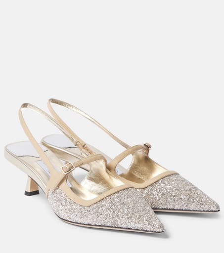 Didi 45 glitter slingback pumps in beige - Jimmy Choo