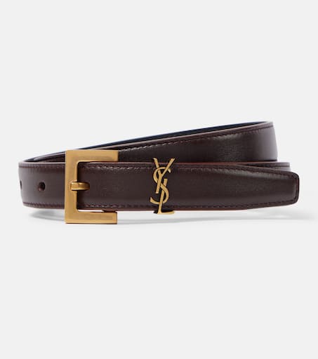 Cassandre slim leather belt in red - Saint Laurent | Mytheresa