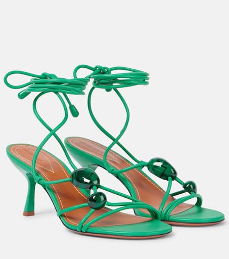 Gleam 65 embellished leather sandals in green - Zimmermann