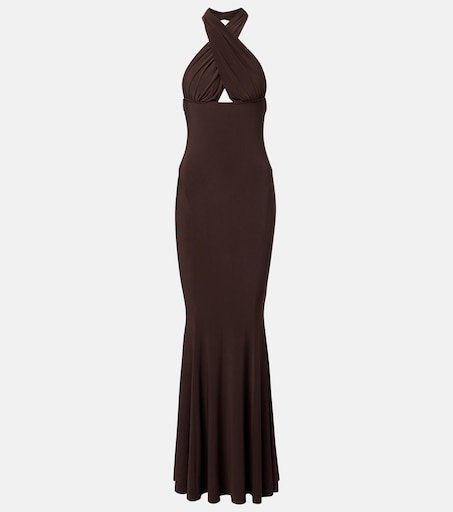Halterneck gown in brown - Norma Kamali