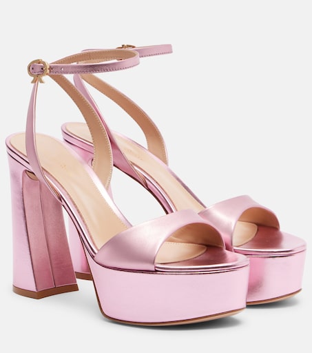 靴 Gianvito Rossi Sandal & Leather Heels 38 Nancy 110 leather platform sandals in pink - Gianvito Rossi