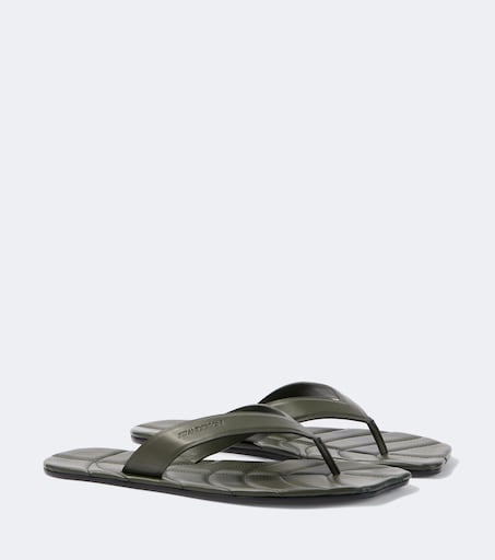 JW ANDERSON  Mens Olive Green Felt Slide Sandals with Black Leather Strap JW Anderson Green Landscape Felt Clog Mules – LaliSimone main image 4