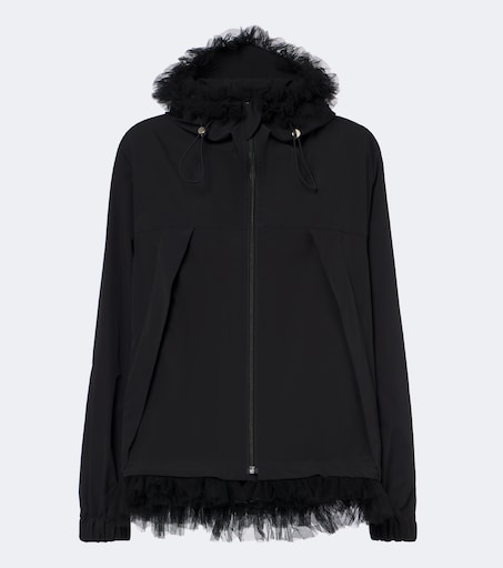 Tulle-trimmed technical jacket in black - Noir Kei Ninomiya