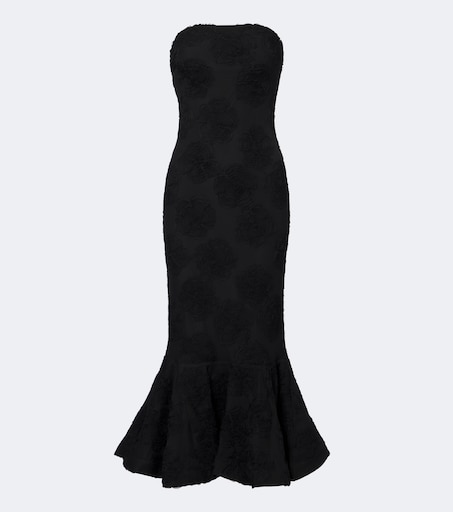 Embroidered floral mesh bustier dress