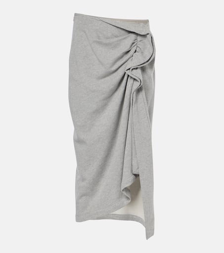 Gathered cotton jersey midi skirt in grey - Dries Van Noten