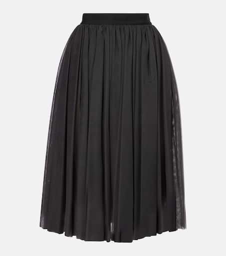 Gathered tulle midi skirt in grey - Dolce Gabbana | Mytheresa