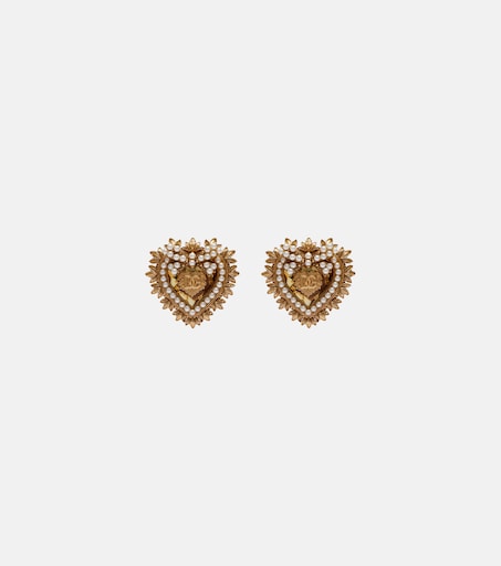 Devotion embellished clip-on earrings in gold - Dolce Gabbana