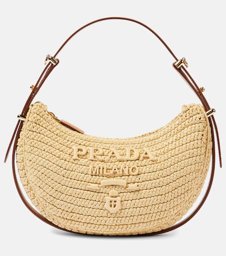 おすすめ【Prada】 Pastel Yellow Leather Arque ハンドバッグ Prada Arqué raffia-effect shoulder bag in beige - Prada