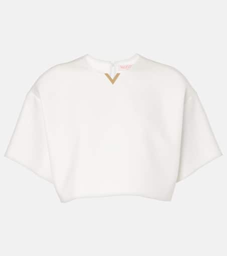 Tシャツ・カットソー VALENTINO WHITE MESH VALENTINO GARAVANI ESCAPE CROP-TOP Valentino White mesh Valentino Garavani Escape crop-top