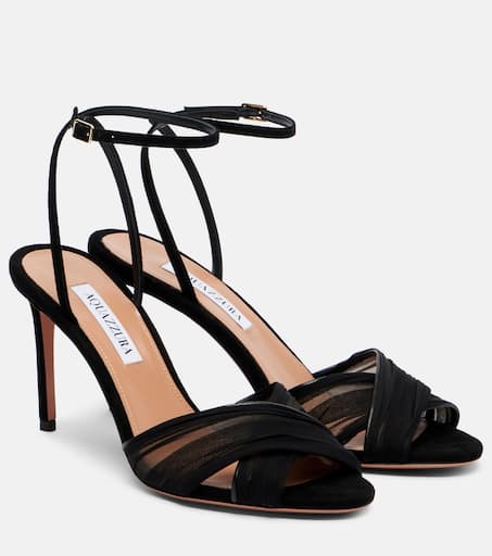 Voile 85 leather slingback sandals in black - Aquazzura | Mytheresa