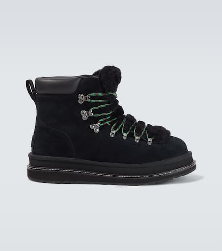 x UGG suede and shearling hiking boots in black - Sacai | Mytheresa