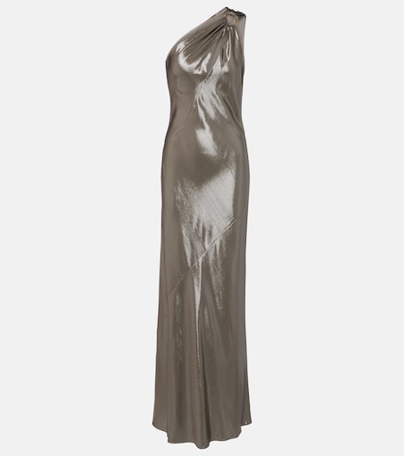 mytheresa evening dresses Embellished one-shoulder gown in pink - La Fuori