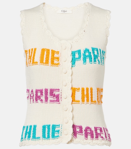 Crocheted cotton top in white - Chloe | Mytheresa