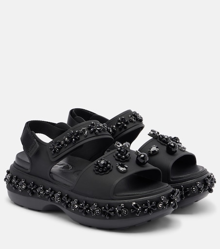 x Crocs embellished platform sandals in black - Simone Rocha