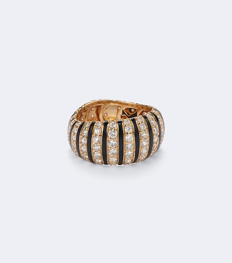 Sandra 18kt gold and enamel ring with diamonds