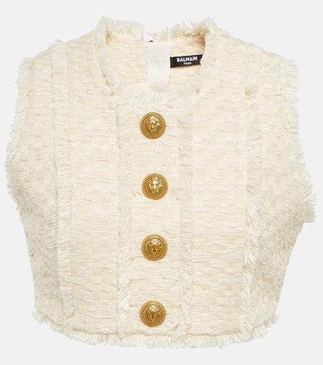 【関税&送料込み】Balmain Tweed Paneled Blouse P00764697.jpg