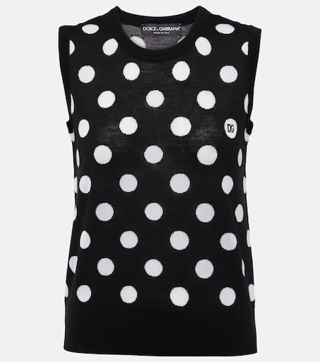 DOLCE & GABBANA ノースリーブ 36 DOLCE & GABBANA Top Black Lace Sheer Crew Neck Sleeveless