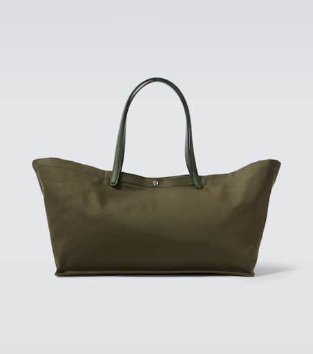 【国内発送】THE ROW トートバッグ Idaho XL leather-trimmed Idaho XL leather-trimmed canvas tote bag in green - The Row