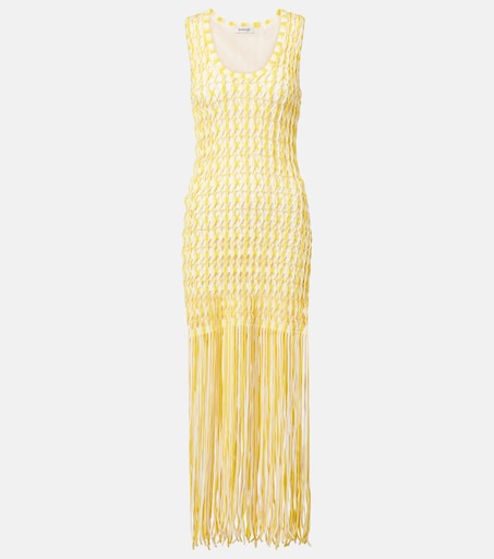 simkhai yellow beaded dress Sonia knitted midi in - SIZE:34 cut edges along both collection-BF-dresses Blue Satin Mermaid Prom