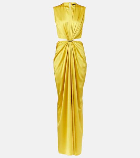 ◆SALE◆【Max Mara】Panaro ドラップ マキシドレス Panaro draped cutout silk maxi dress in yellow - Max Mara