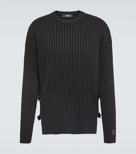 【送料&関税込】Versace Sweater With Side Buckles VERSACE Buckle Knit Sweater | REVERSIBLE