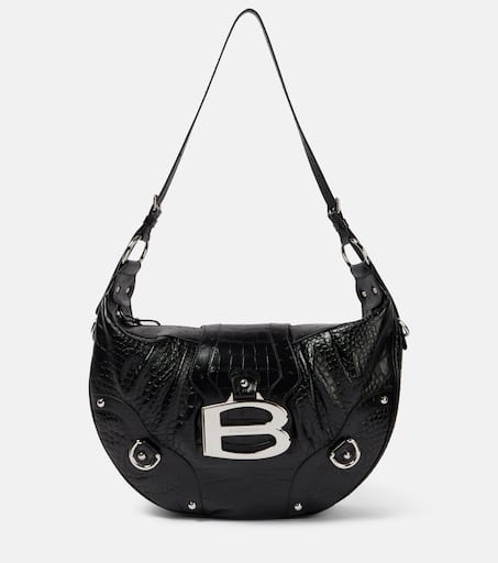 Essex embossed leather shoulder bag in black - Balenciaga