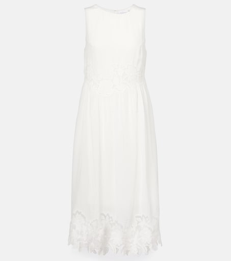 Bianca lace-trimmed midi dress
