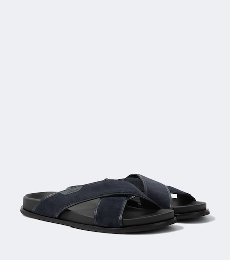 Brioni Leather-trimmed suede sandals