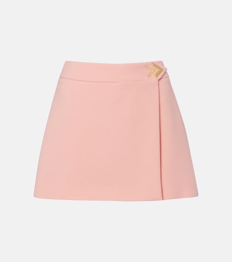 VGold virgin wool crêpe miniskirt in pink - Valentino | Mytheresa
