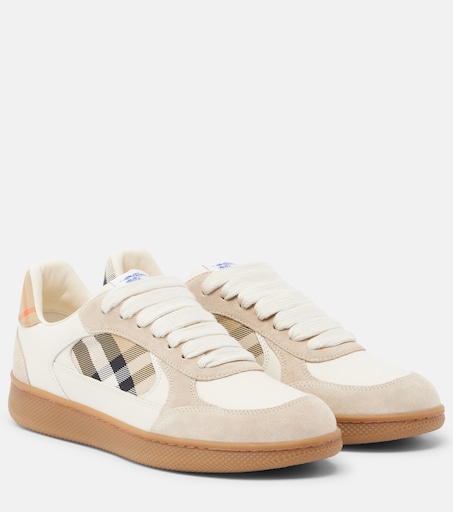Terrace leather and suede sneakers in beige - Burberry | Mytheresa